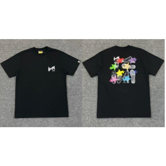 Black BAPE "BAPE STA" Sneaker Print T-Shirt (Front & Back)